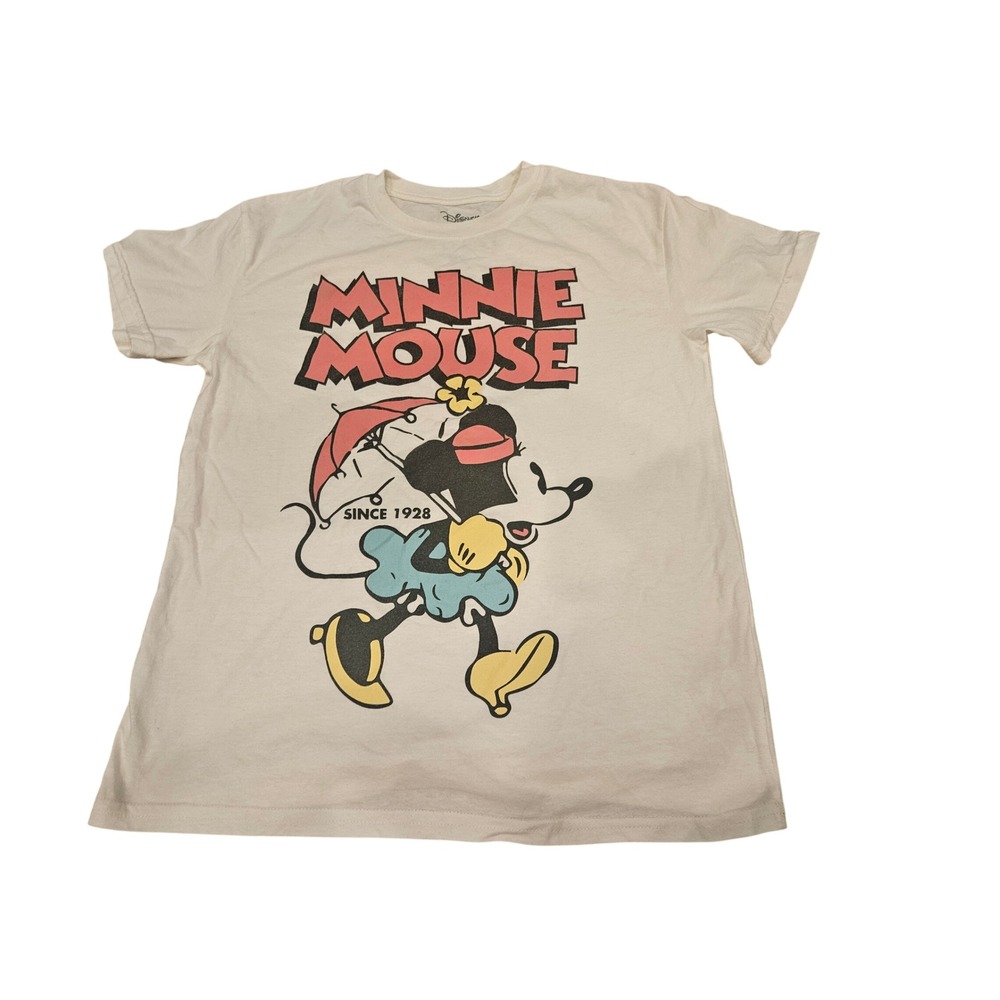 Disney Minnie Mouse T-Shirt Women Small Cream Excellent Vintage Style Graphic